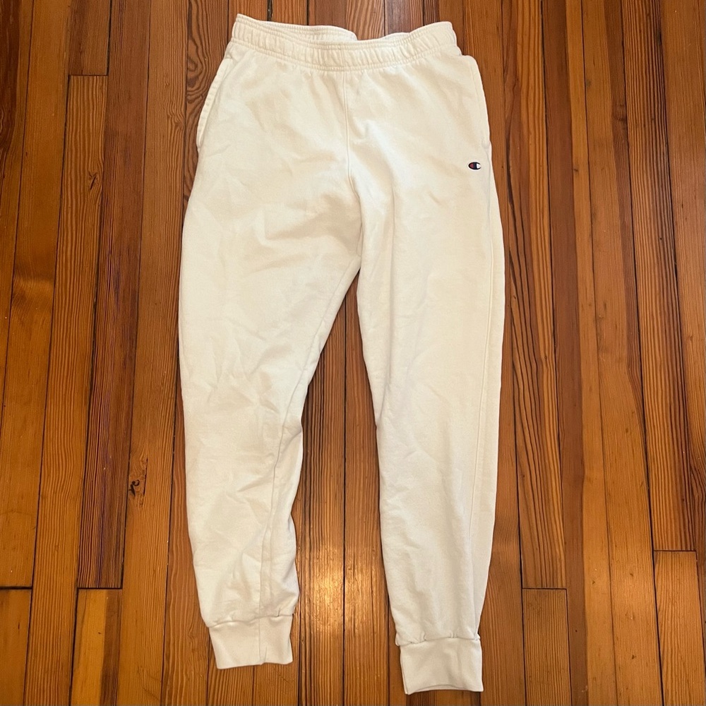 Men’s Champion White Elastic Waist Fleece Joggers Size Large